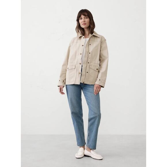 2025 BANANA REPUBLIC Wmn L Classic Twill 4 Pocket Utility Button Jacket Twill - Picture 1 of 16